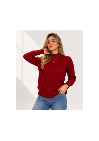 Hira Life Fashion Kadın Şık Tasarım Ve Yumuşak Dokulu Dik Yaka Triko Basic Kazak Bluz Bordo Bordo Hira Life Fashion Kadın Şık Tasarım Ve Yumuşak Dokulu Dik Yaka Triko Basic Kazak Bluz Bordo Bordo