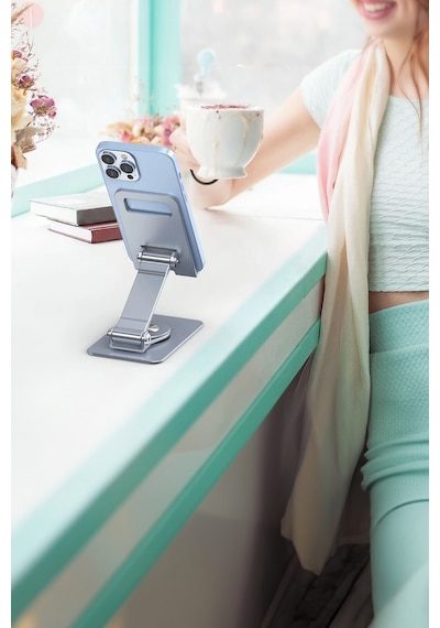 Thentech Akıllı Telefon Tablet Standı Metal Tam Tur Dönebilen Sağlam Güçlü Stand