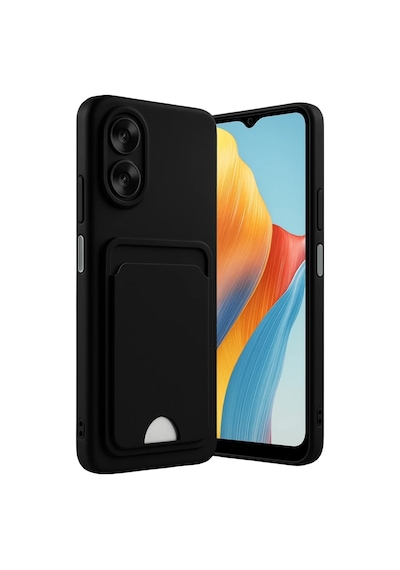 Oppo A38 Uyumlu Kılıf Kelvin Kartvizitli Silikon - Siyah