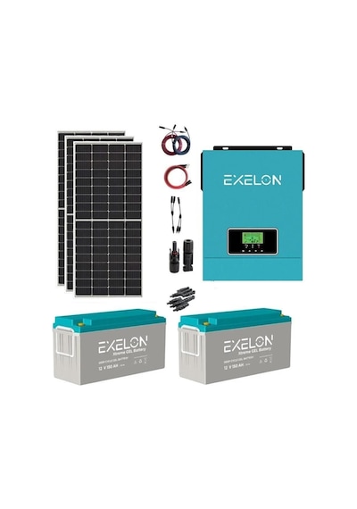 Güneş Enerjisi Bağ Evi Solar Paketi 3kva Inverter 280w Güneş Paneli 150ah Jel Akü