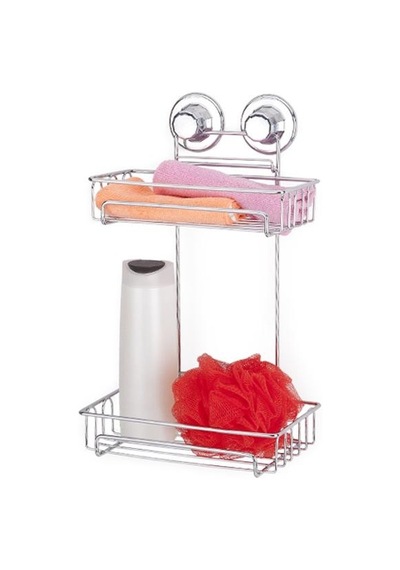 Vakumlu Banyo Rafı Şampuanlık 2 Katlı Gri