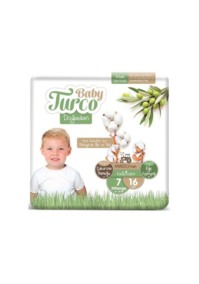 Baby Turco Doğadan Bebek Bezi 7 Numara XXlarge 16 Adet