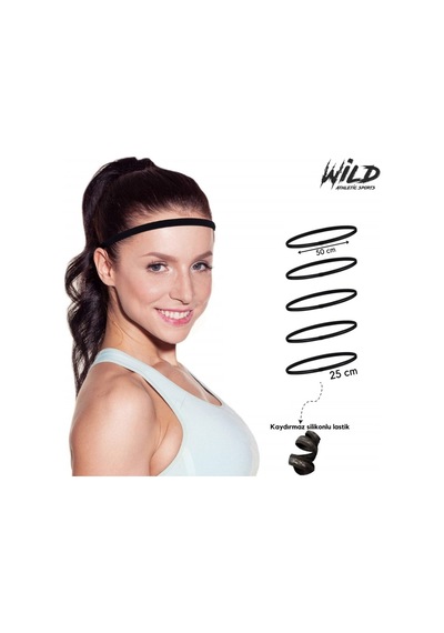 Wild Athletic Kaydırmaz Spor Elastik Saç Bandı Tokası Beşli