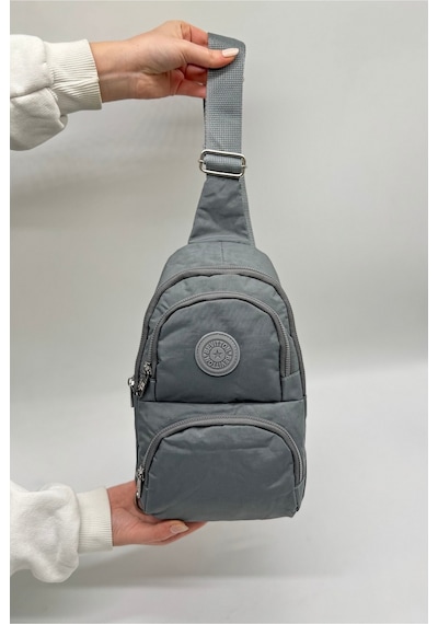Su Geçirmez Kumaş Gri Unisex Body Bag Çapraz Omuz Çantası Gri