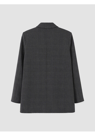 Lcw Studıo Gri Kruvaze Yaka Ekose Kadın Blazer Ceket