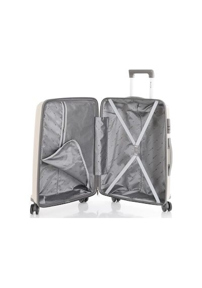 Mçs Bavul Orta Ve Kabin 2li Set Kırılmaz Silikon Valiz V305 Kemik/gri Kemik