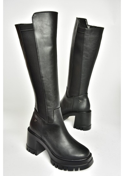 Fox Shoes T973390009 Siyah Kalın Topuklu Kadın Çizme Siyah