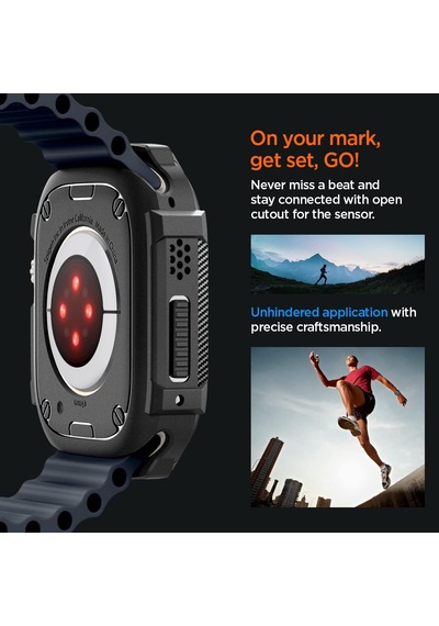 Apple Watch 49mm Ultra 4/3/2/1 İle Uyumlu Kılıf Rugged Armor Matte Black - Acs05456 Çok Renkli
