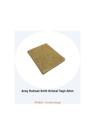 Trobus Araç Ruhsat Kılıfı Kristal Taşlı Altın