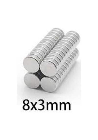 Dünya Magnet 25 Adet 8mm X 3mm Yuvarlak Güçlü Neodyum Mıknatıs Magnet
