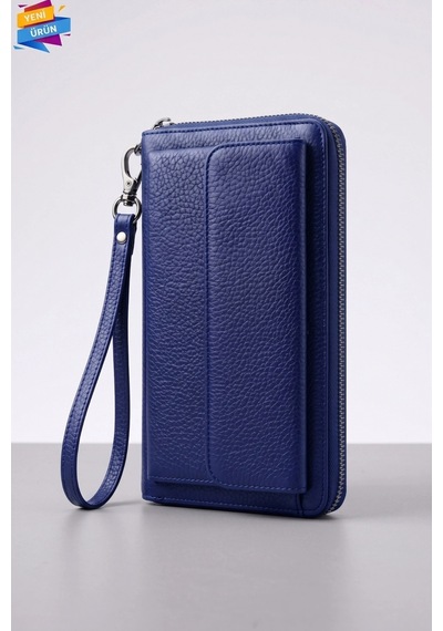 Vanilla Collection Kişiye Özel İsim Baskılı El Portföyü Cüzdan Telefon Bölmeli Fermuarlı Unisex Lacivert Siyah