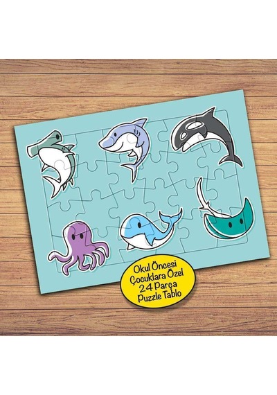 Farklı Deniz Canlıları Çocuklara Özel Puzzle Yapboz Tablo-pz173