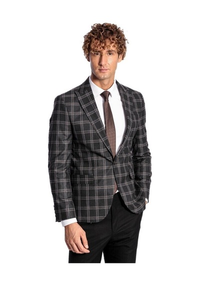 Wessi Slim Fit Sivri Yaka Siyah Erkek Ceket 001