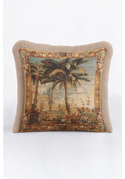 Barok Dokulu Saçaklı Yastık Kılıfı - Tropikal Vintage Bahçe Klasik Bej Püsküllü Kırlent Kılıfı Soluk Nane Yeşili Barok Dokulu Saçaklı Yastık Kılıfı - Tropikal Vintage Bahçe Klasik Bej Püsküllü Kırlent Kılıfı Soluk Nane Yeşili