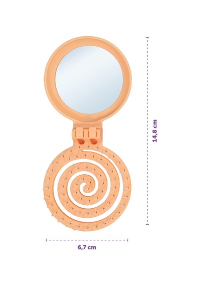 Beauty Makaron Saç Fırçası - 3d Esnek, Aynalı, Çanta Boy - Compact Detangler Yavruağzı