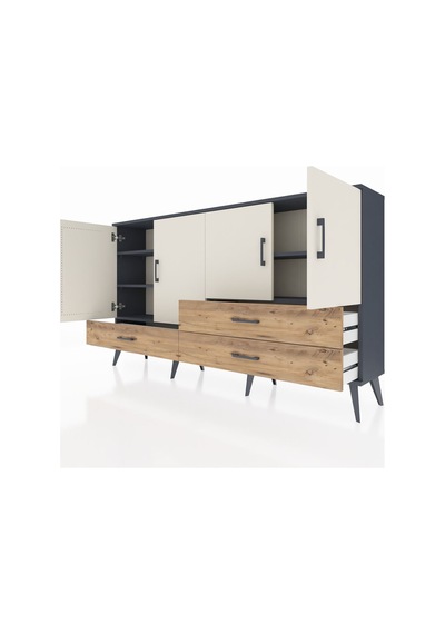Arges Konsol 5 Raflı 3 Çekmeceli 4 Kapaklı 176x30x99 Antrasit-ayt Antrasit-aytaşı/çam Arges Konsol 5 Raflı 3 Çekmeceli 4 Kapaklı 176x30x99 Antrasit-ayt Antrasit-aytaşı/çam