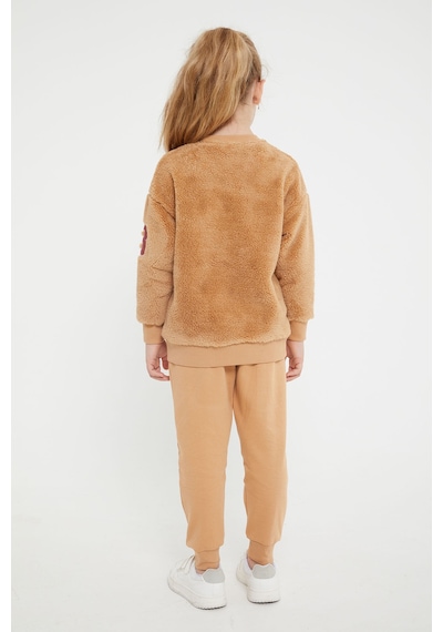 U S Polo Assn Lisanslı Camel Kız Çocuk Eşofman Takım Camel