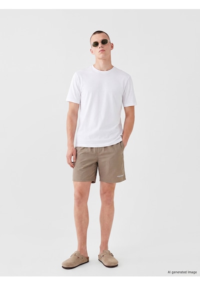 Lcw Swımwear Kahverengi Kısa Boy Baskılı Erkek Deniz Şortu