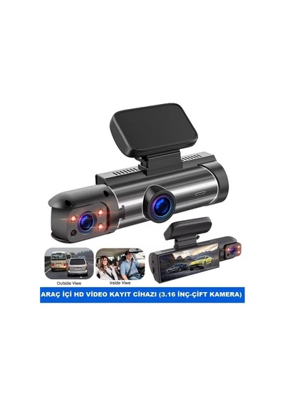 3 Kameralı Araç İçi Kamera Sd Kart Destekli Kamera V9