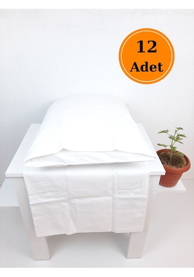 12'li Otel Yastık Kılıfı Beyaz 50x70 | Ekonomik Kapaklı Pamuklu Dayanıklı Yastık Kılıfı Seti