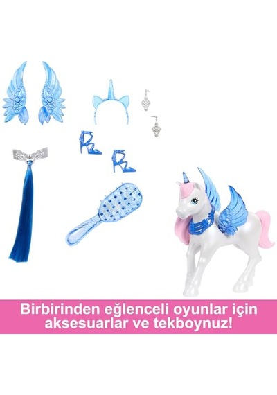 65. Yıla Özel, Mavi Saçlı, Pembe Elbiseli Bebek İle Safir Kanatlar Gibi Aksesuarlar, Hrr16 Genel