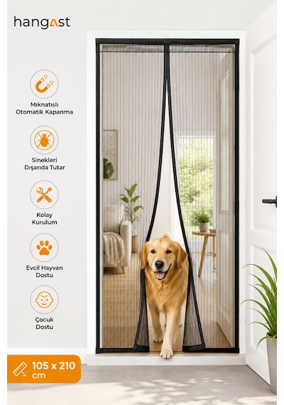 Mıknatıslı Kapı Sinekliği 105x210 Cm Otomatik Kapanan Cırtbantlı