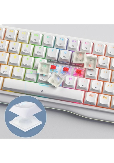 Kemove K68se Mekanik Beyaz Klavye Kırmızı Switch