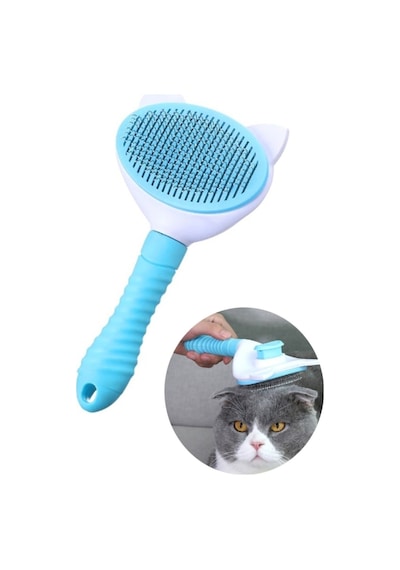 Tilbe Home Basmalı Kedi Fırça ve Tarağı Beyaz - Mavi