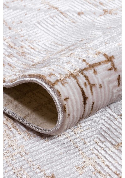 Parlak Saten Dokulu Poem Bambu Tuşe Modern Trend Halı Pm07 Bej Vizon