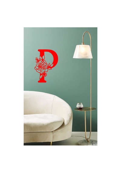 Ahşap Çiçek Işlemeli P Harfi Duvar Dekoru 30 Cm Mdf Tablo