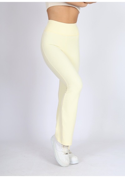 Soft&Basic Kadın Sarı İspanyol Paça Flare Yoga Tayt Pantalon Sarı