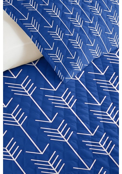 Mavi Geometrik Ok Desenli Genç Odası Tek Kişilik Pike Takımı-modern 160x220 Cm Kapitone Yatak Örtüsü Mumlu Kahve Yumuşaklığı