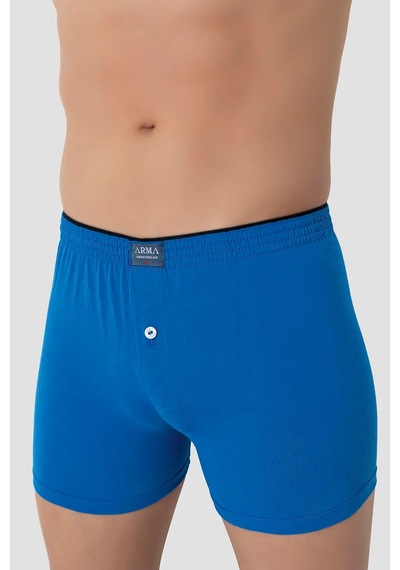 Terrien Premium 6'lı Paket Mavi Erkek Penye Havlu Bel Boxer %100 Pamuk Slim Kalıp Günlük Giyim Örme Kumaş