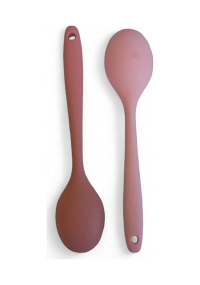 20cm Isıya Dayanıklı 2'li Silikon Kaşık Seti Pembe Tozpembe Pembe - Tozpembe