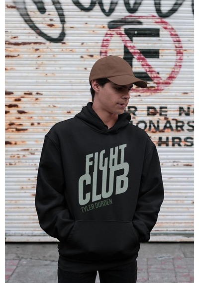 Sevbano Fight Club Tyler Durden Baskılı Unisex Oversize Film Karakteri Ho Siyah