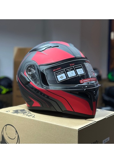 Çene Açılır Kask / Güneş Gözlüklü Motosiklet Kaskı Kırmızı