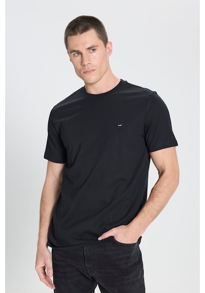 Regular Fit Normal Kesim Bisiklet Yaka %100 Pamuk Siyah Tişört W7NM203877001 Siyah