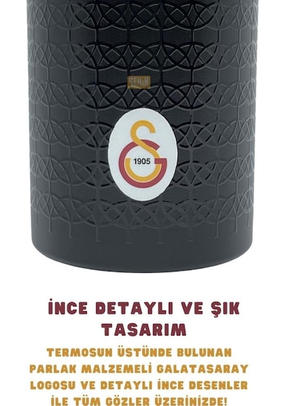 Galatasaray Çelik Termos Bardaklı Kapak Siyah 650 Ml