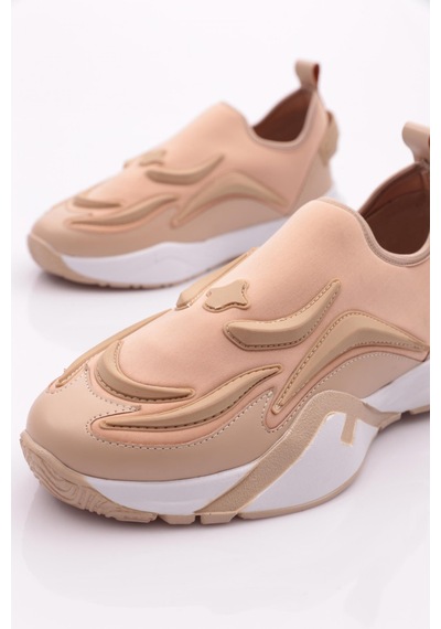 Dgn 0392 Kadin Arkasi Yazili Spor Ayakkabi 0392-2252-R11645 Bej