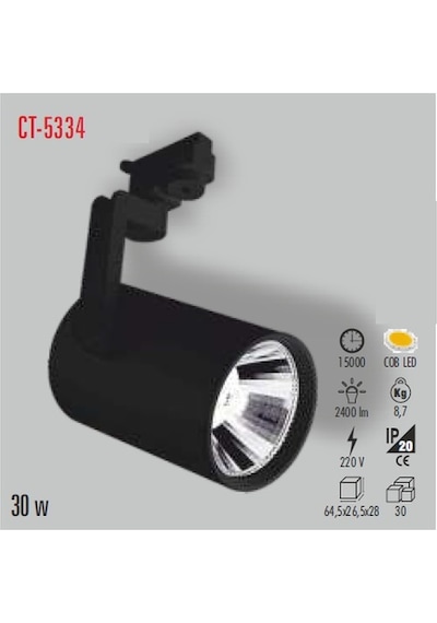 Ct-5334 30w Led Armatür Ray Tip Günışığı-6adet Cata Siyah