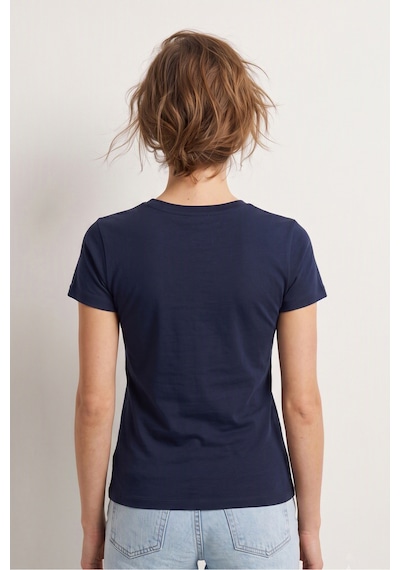 Elemge %95pamuk %5likra Vücuda Oturan Magic Fit Lacivert Kadın Stretch T-shirt Compact Penye Kısa Kol Esnek Basic Tişört Elastan