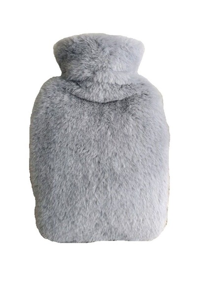 Sıcak Su Torbası Yan Cepli Gri Peluş Termofor 27x17x2cm 750ml