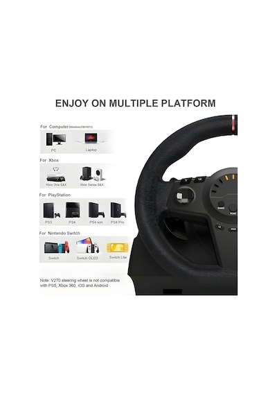 Gt10 Direksiyon Seti 270 Vitesli Oyun Direksiyonu, Ps4 Xbox X S/one Switch Pc Uyumlu