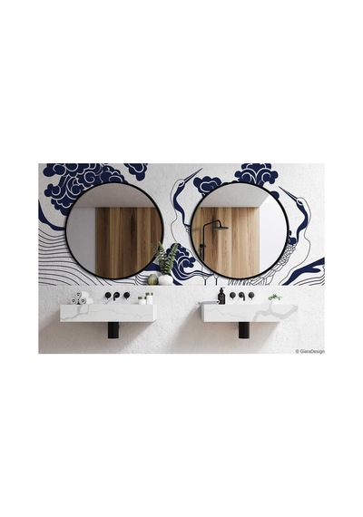 Tr 70x70 Yuvarlak Çerçeveli Dekor Aynası/banyo Aynası/dekoratif Makyaj Aynası Siyah 70 X 70 Diğer
