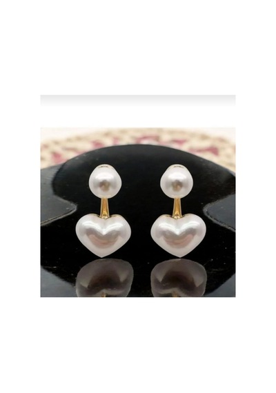 Lunarie İnci Kalp Ear Jacket Tırmanıcı Küpe Bijuteri Modern Altın