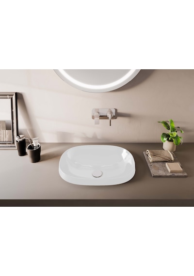 VitrA Frame Tezgah Üstü Oval Lavabo 56 CM Beyaz 5652B403-0016
