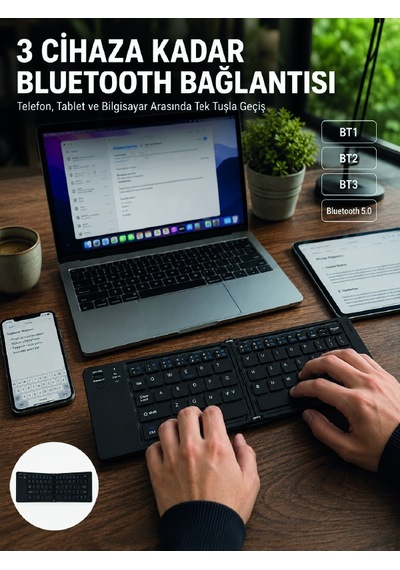 Katlanır Bluetooth Klavye Telefon Tablet Laptop Uyumlu Kablosuz Klavye Diğer