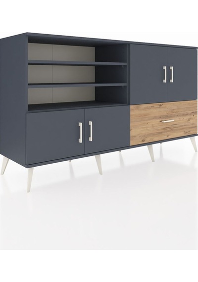 Hyperion Konsol 5 Raflı Tek Çekmeceli 4 Kapaklı 176x44x99 Antrasi Antrasit-antrasit/çam Hyperion Konsol 5 Raflı Tek Çekmeceli 4 Kapaklı 176x44x99 Antrasi Antrasit-antrasit/çam