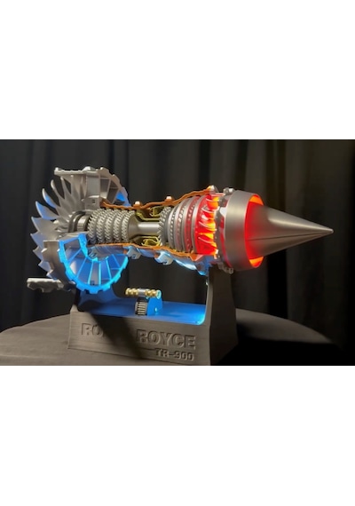 Rr Tr900 Aero Engine Modeli 27 Cm Detaylı 3d Baskı, Metalik Pla, Döner Rotorlu Havacılık Koleksiyon Ürünü