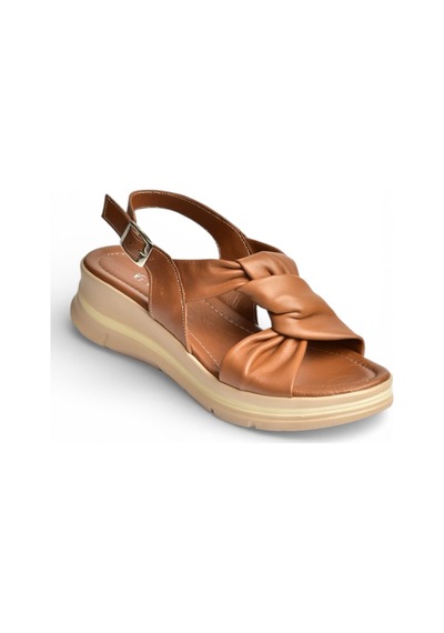 Fox Shoes Y555210603 Taba Hakiki Deri Kadın Sandalet Taba